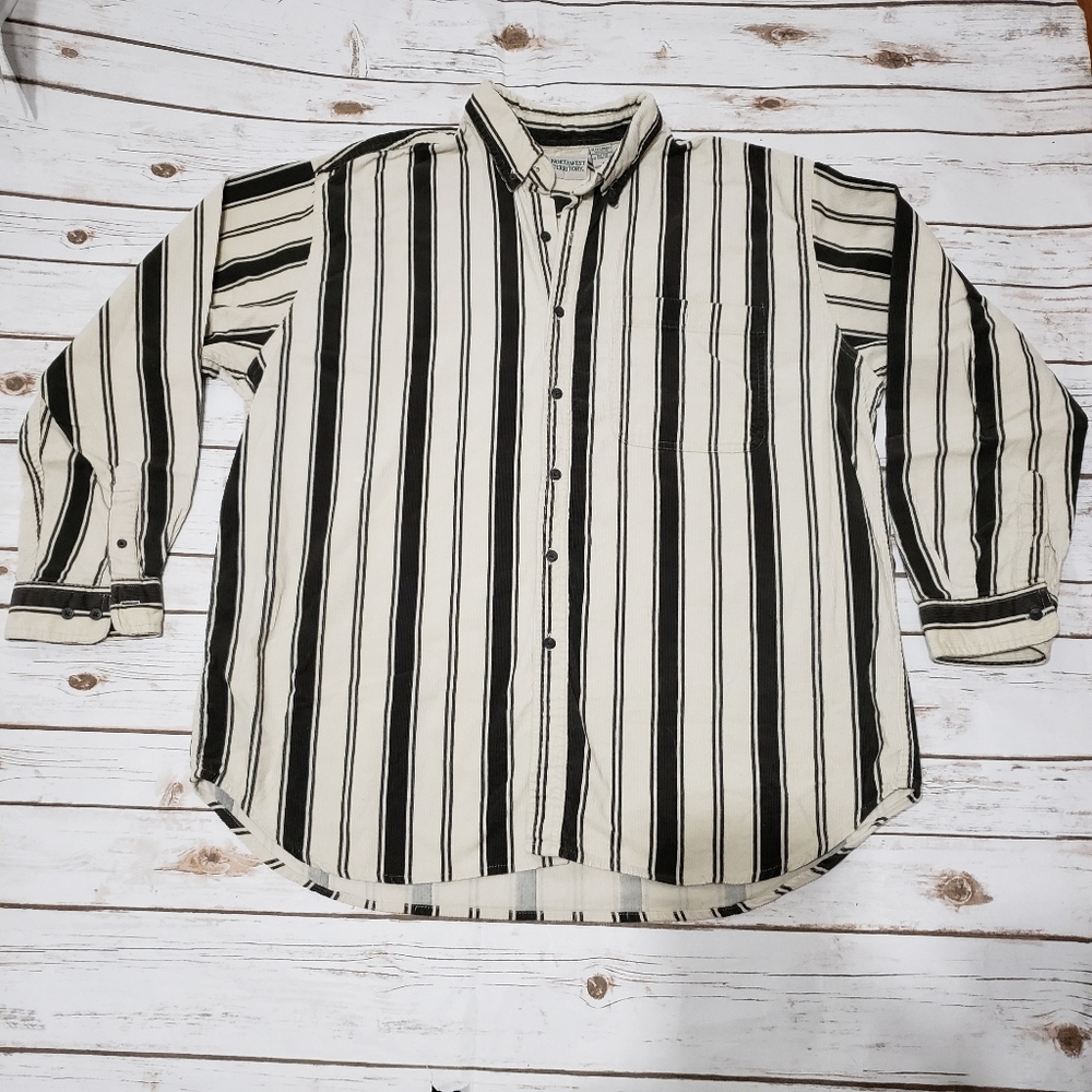 Northwest Territory Men's Brown and Off White Courdery Button XL shirt